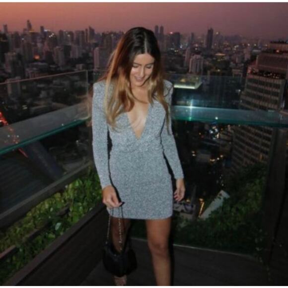 ZARA BLOGGER FAVORITE DRESS WITH METALLIC THREAD SILVER - Picture 12 of 13